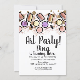 Invitation Palette de pinceaux pour fête d'anniversaire d'art