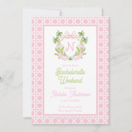 Invitation Palm Beach Monogram Crest Bachelorette Week-end
