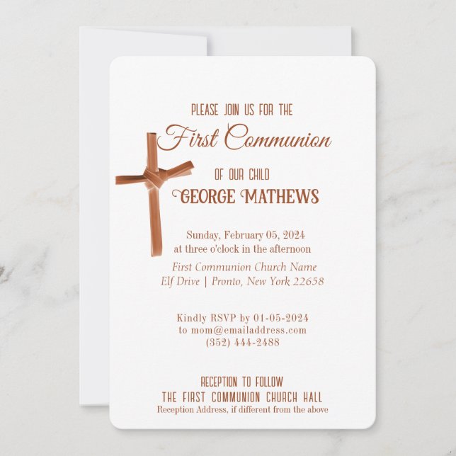 Invitation Palm Cross Événement Religieux Personnalisé (Devant)