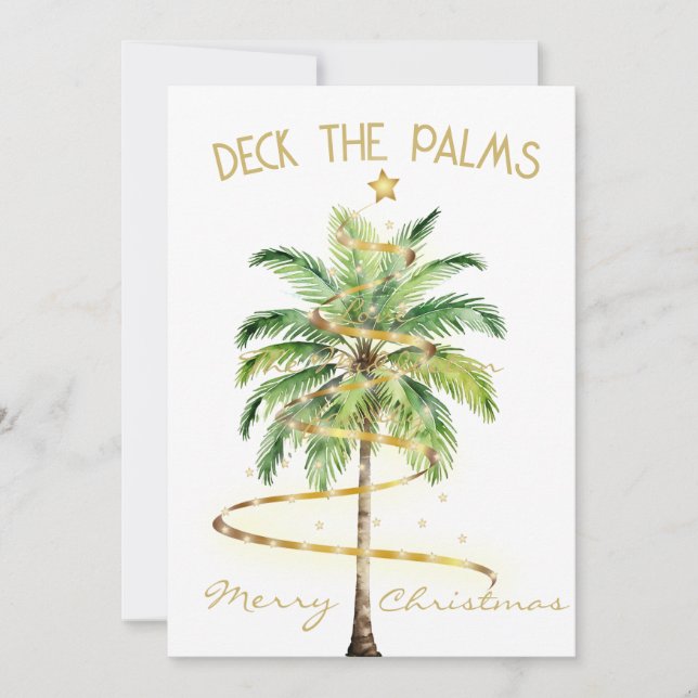 Invitation Palm Deck Tropical de Noël Palms Salutation (Devant)