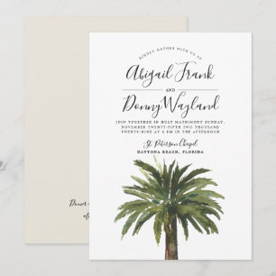 Invitation Palm Dusty Célébration du Mariage de sable