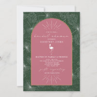 Palm Feuille Flamant rose rose verte Fête des mari