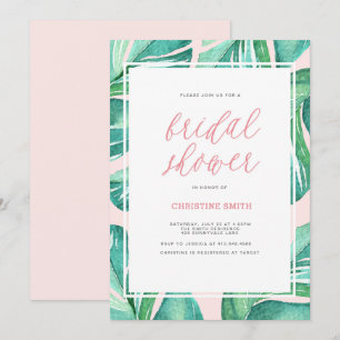 Invitation Palm Feuille Tropical Bridal Showbwbwbwwbwwwbwwwww