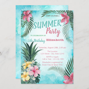 Invitation Palm Leaf, Fleurs Anniversaire Anniversaire