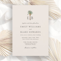 Palm Logo Elegant Tropical Monogram Wedding