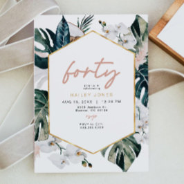 Invitation Palm Pampas Tropical Rose-Noir 40e anniversaire