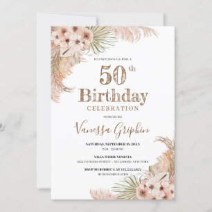 Invitation Palm séché Feuilles Pampas Grass 50e anniversaire