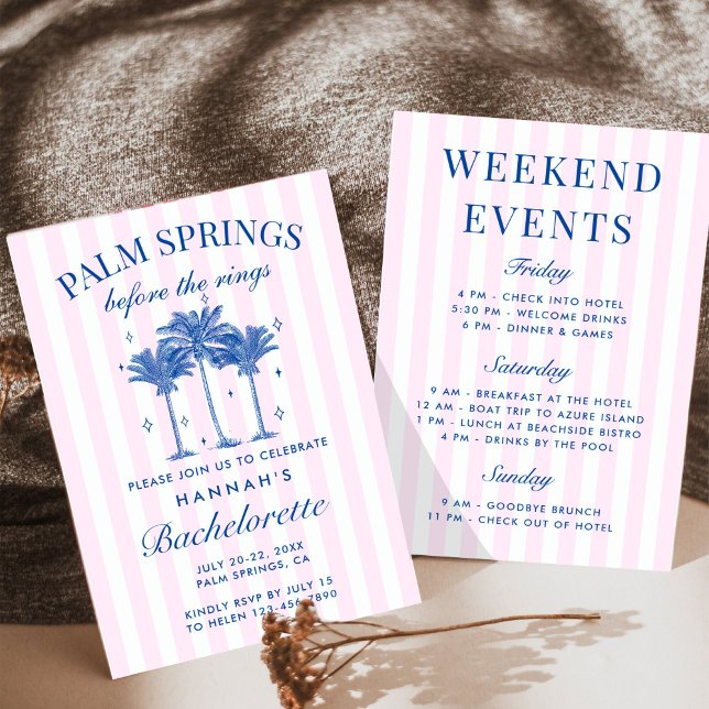 Invitation Palm Springs Avant Les Anneaux Bachelorette Bleue (Créateur téléchargé)