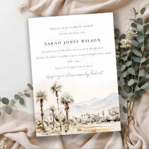 Invitation Palm Springs California Watercolor Fête des mariée