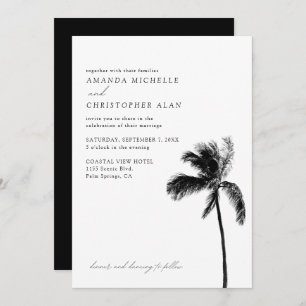 Invitation Palm Springs Mariage Simple Noir & Blanc Formal