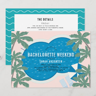 Invitation Palm Springs Pool Bachelorette Heekend Itinéraire 