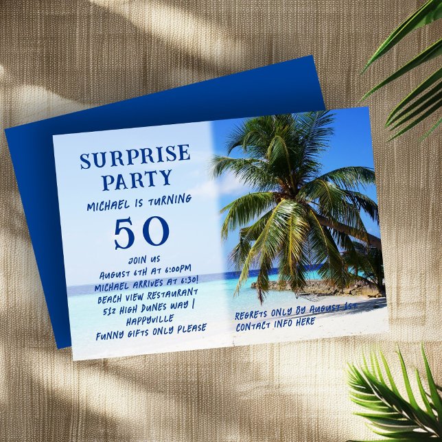 Invitation Palm Tree Adult Surprise Anniversaire (Créateur téléchargé)