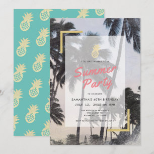 Invitation Palm Tree & Ananas Summer Party Adulte Anniversair