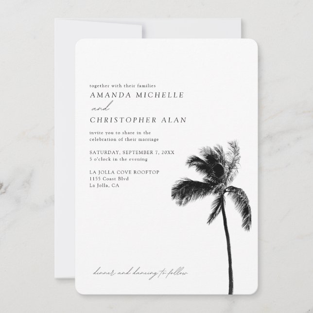 Invitation Palm Tree Mariage Photo Plage personnalisée (Devant)
