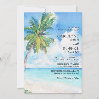 Invitation Palm Tree Minimal Island Tropical Island Beach Mar