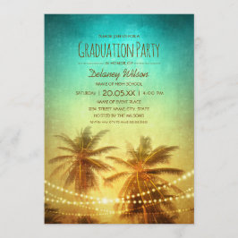 Invitation Palm Tree Sunset Beach Tropical Graduation Party