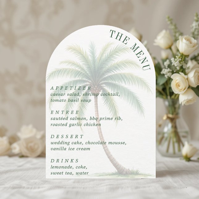 Invitation Palm Tree Tropical Island Watercolor Arched Menu (Palm Tree Tropical Island Watercolor Arched Menu Invitation
)