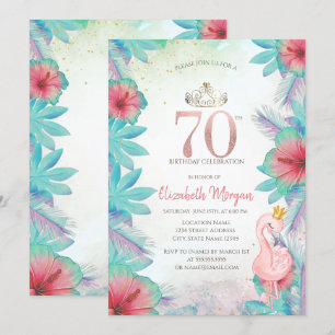 Invitation Palm tropical Feuille Hibiscus Flamant rose rose 7