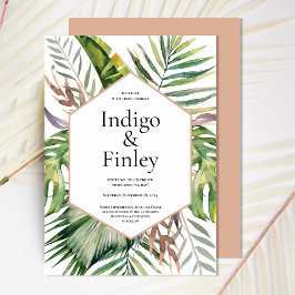 Invitation Palm Tropical moderne Feuille Mariage