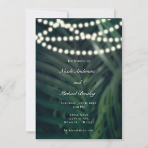 Invitation Palme Tropical Vert foncé Feuilles & Mariage lumin