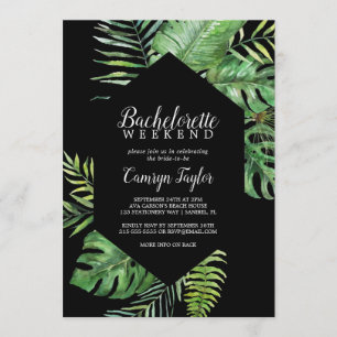 Invitation Palme tropicale sauvage Black Bachelorette Week-