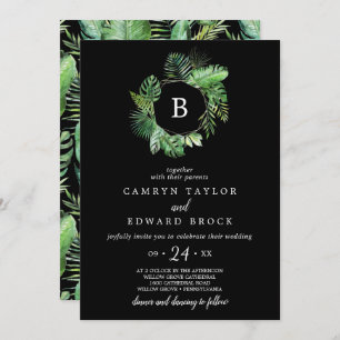 Invitation Palme tropicale sauvage   Mariage de monogramme no
