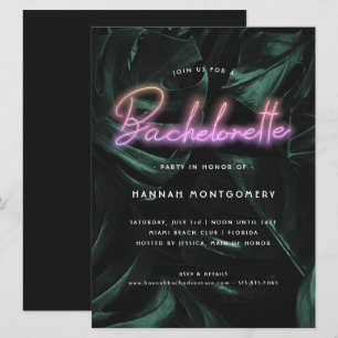Invitation Palmes tropicales luxueuses   Bachelorette néon