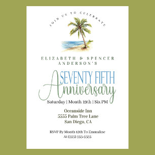 Invitation Palmier de Plage 75e Anniversaire de Mariage