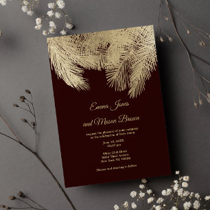 Invitation Palmier d'or bordeaux Mariage tropical