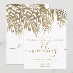 Invitation Palmier d'or moderne élégant script mariage