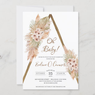 Invitation Palmier séché Feuilles Pampas Dusty Pink Orchid Oh