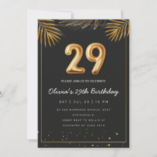 Invitation Palmier tropical d'or Feuille 29e anniversaire