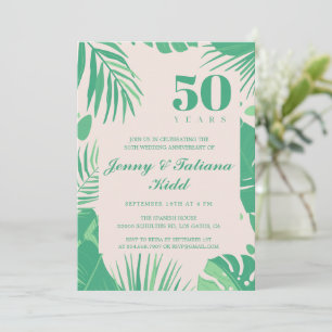 Invitation palmier tropical feuille 50e anniversaire de Maria