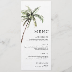 Invitation Palmier Tropical   Menu Mariage Serif Minimal