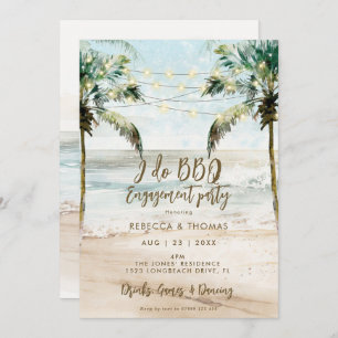 Invitation palmiers de plage I do BBQ couples douche invitati
