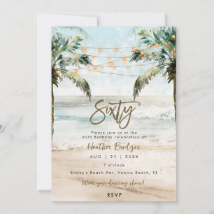 Invitation Palmiers de plage tropicaux 60e anniversaire