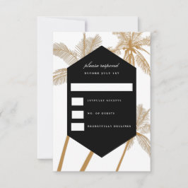 Invitation Palmiers d'or mariage sophistiqué rsvp