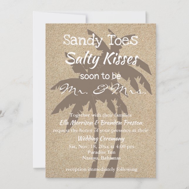 Invitation Palmiers & Mariage de sable de plage (Devant)
