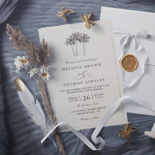 Invitation Palmiers Minimaliste Destination Élégant Mariage