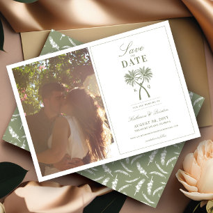Invitation Palmiers noués Mariage tropical Enregistrer La Dat