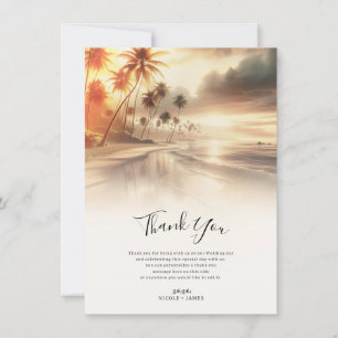 Invitation Palmiers & Orange Sunset Beach Merci de mariage