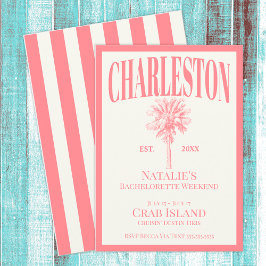 Invitation Palmiers roses Charleston Bachelorette côtière