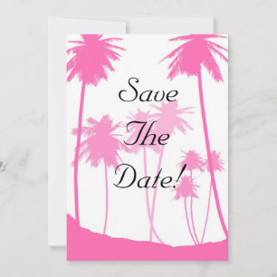 Invitation Palmiers Roses Chaud Mariage Tropical Enregistrer 