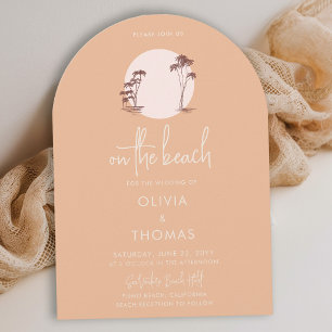 Invitation Palmiers Sable Chaud Coucher de Soleil Soleil Rose