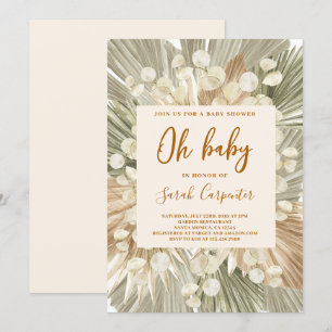 Invitation Palmiers séchés lunaria Baby shower fille invitati