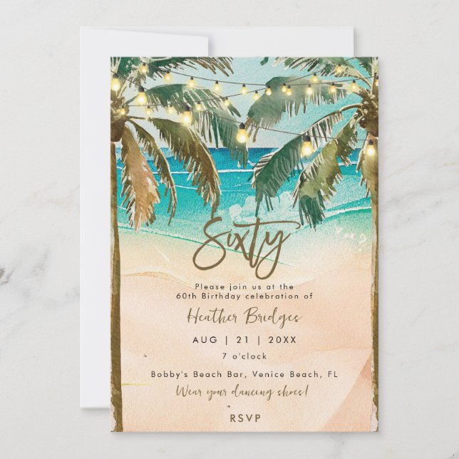 Invitation Palmiers tropicaux 60e anniversaire (Devant)