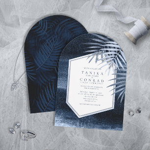 Invitation Palmiers Tropicaux de Minuit Bleu Humeur ID1322