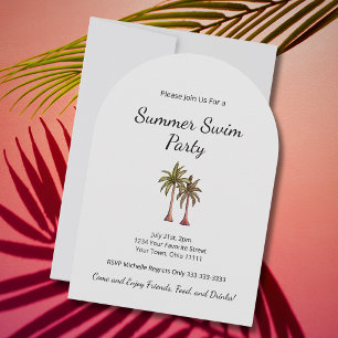 Invitation Palmiers tropicaux été Barbecue piscine fête