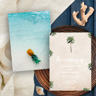 Invitation Palmiers tropicaux Pineappa Beach Sand Mariage
