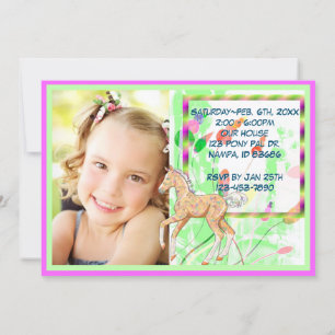 Invitation Palomino foal 2 (fleurs pastel mou/pic)